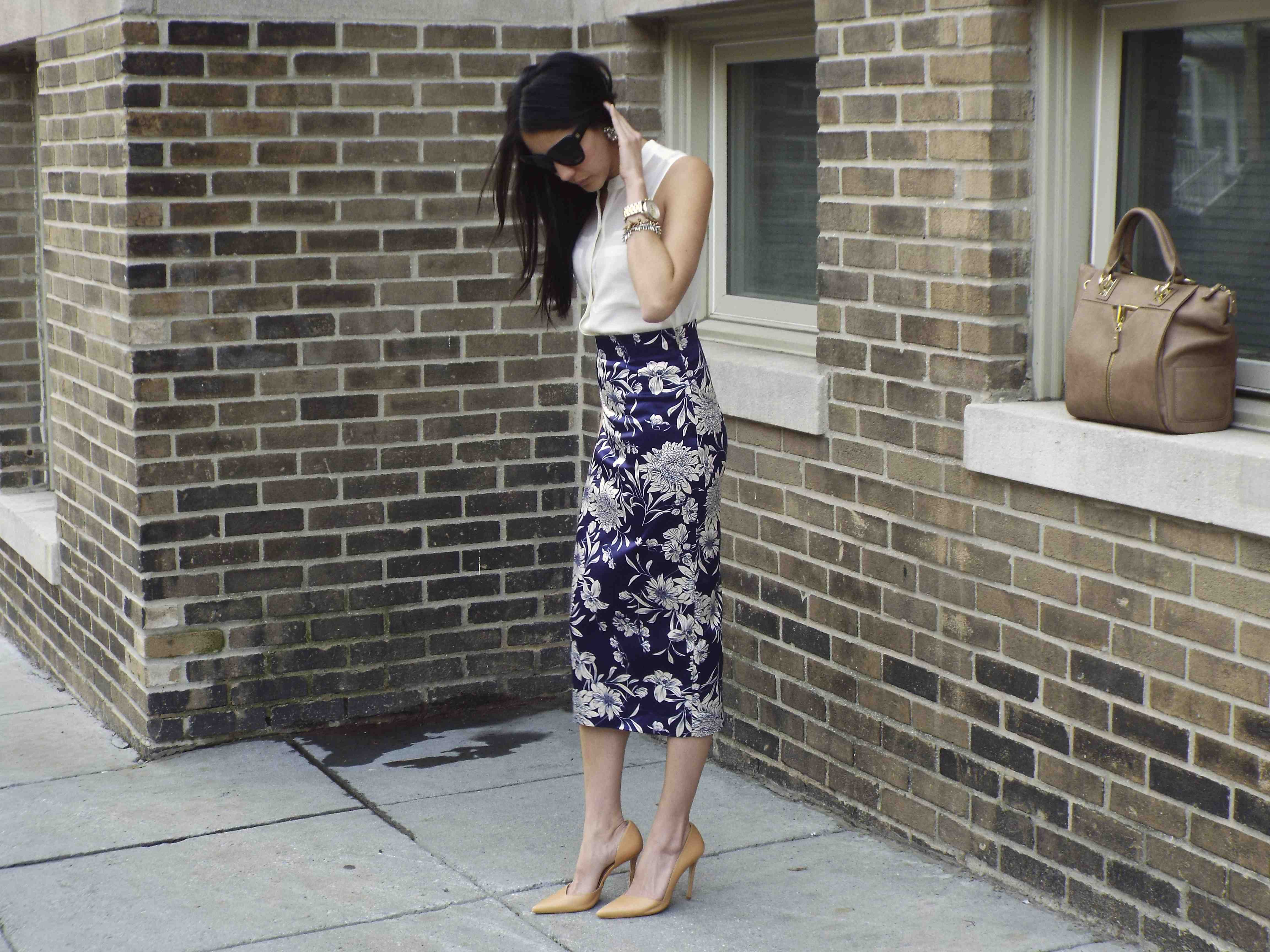 zara floral pencil skirt